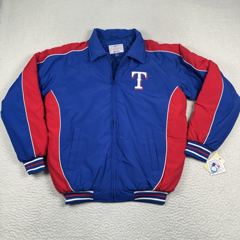 G-III Texas Rangers Jacket Mens Size S Blue Red MLB Baseball Full Zip Puffer